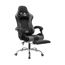 Grey & Black Fabric & Leather Racing Office Chair